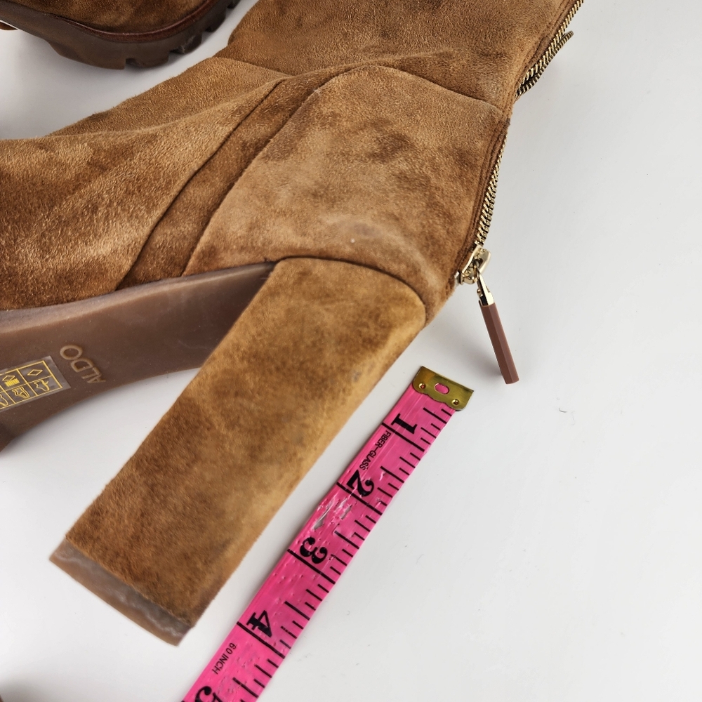 Aldo Women Tan Suede Ankle Boots Size 10 High Heels - Picture 10 of 13